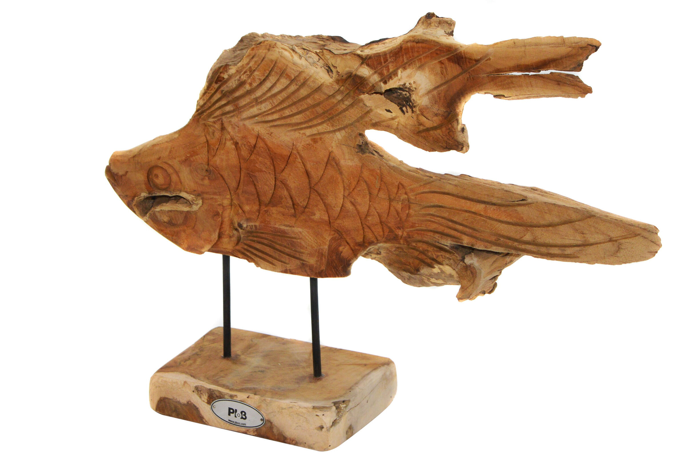 B-Ware: Ploß Fisch Deko-Figur, Natur, Teak, 47x14x45 cm, SVLK-zertifiziert, Langlebiges Material