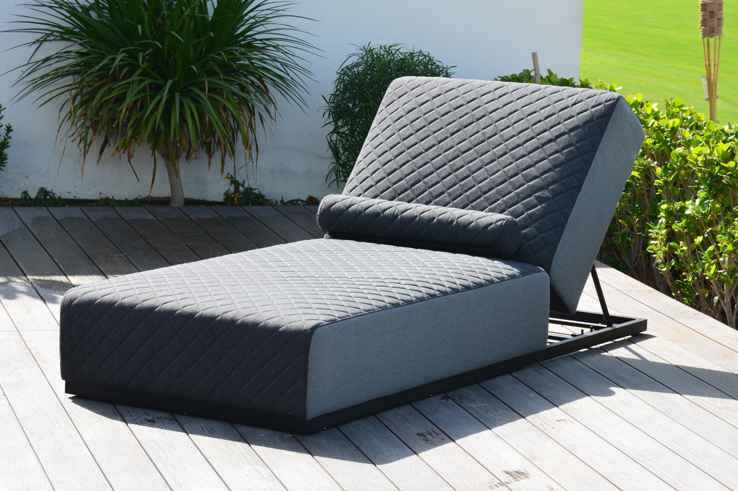 OUTFLEXX Liege, flanelle/sooty, Sunbrella/Alu, 216x91x37,5cm, Rückenlehne verstellbar