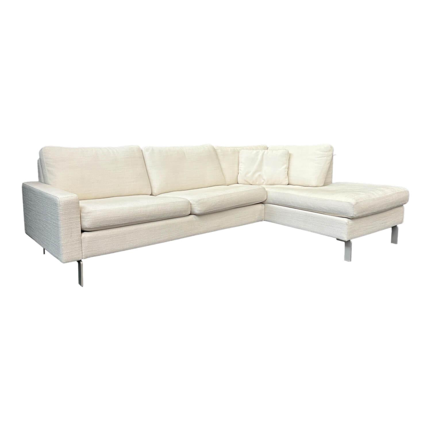 Ecksofa Conseta Bodenfrei Stoff 7149 Weiß Schmalfüße F04 Feinstruktur Stahl Mit …