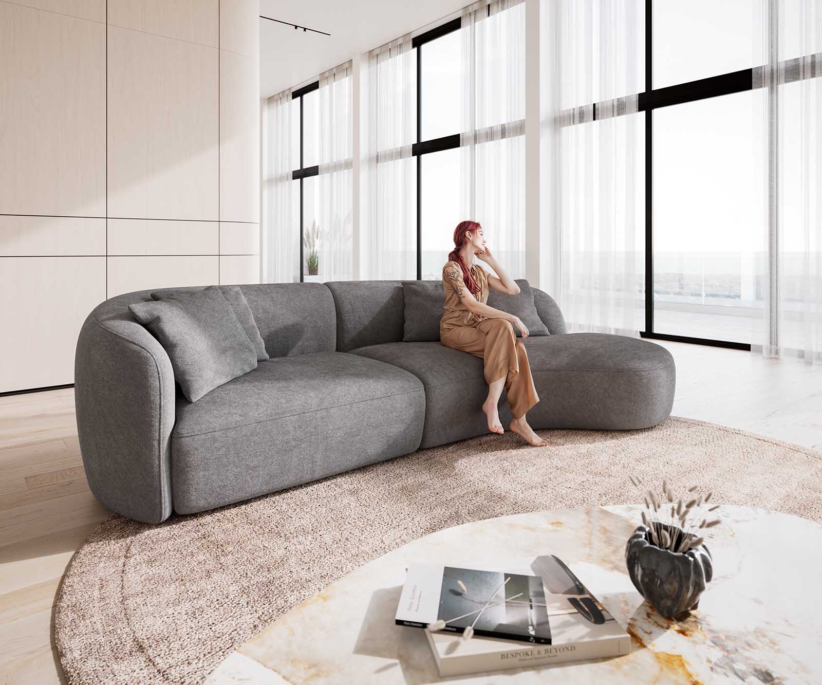 DELIFE Sofa Mairi 330×160 cm Mikrofaser Grau, Big Sofas