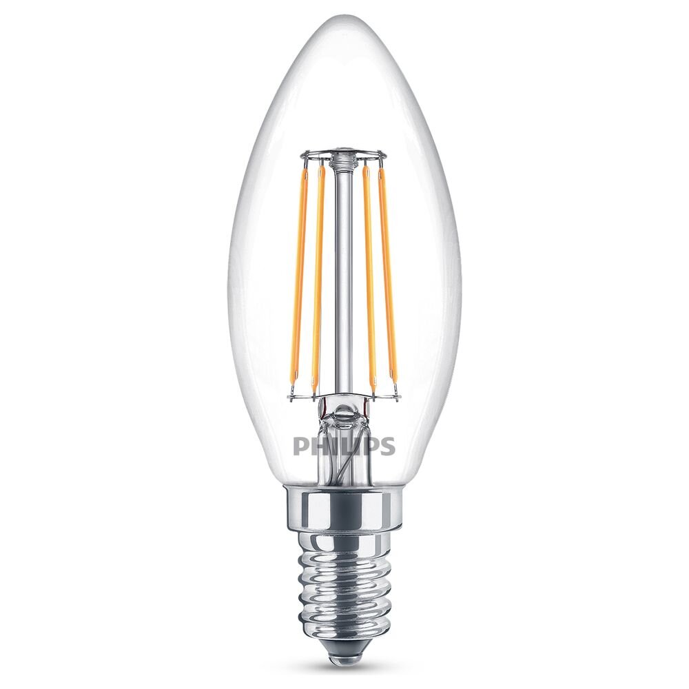 Philips LED Filament Lampe ersetzt 40W E14 Kerze – B35 4,3W 470lm 2700K Einerpack