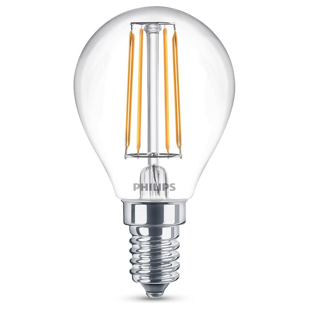 Philips LED Filament Lampe ersetzt 40W E14 Tropfen – P45 4,3W 470lm 2700K Einerpack