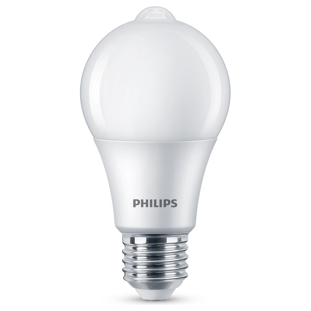 Philips LED Lampe mit Bewegunsmelder ersetzt 60W, E27 Standardform A60, warmweiß, 806 Lumen, nicht dimmbar, 1er Pack