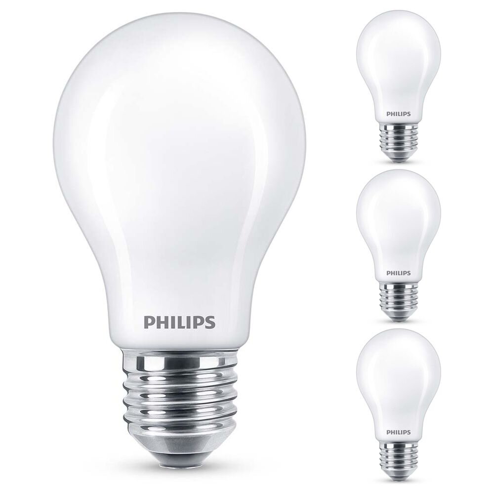 Philips LED Lampe ersetzt 40W, E27 Standardform A60, weiß, warmweiß, 470 Lumen, nicht dimmbar, 4er Pack