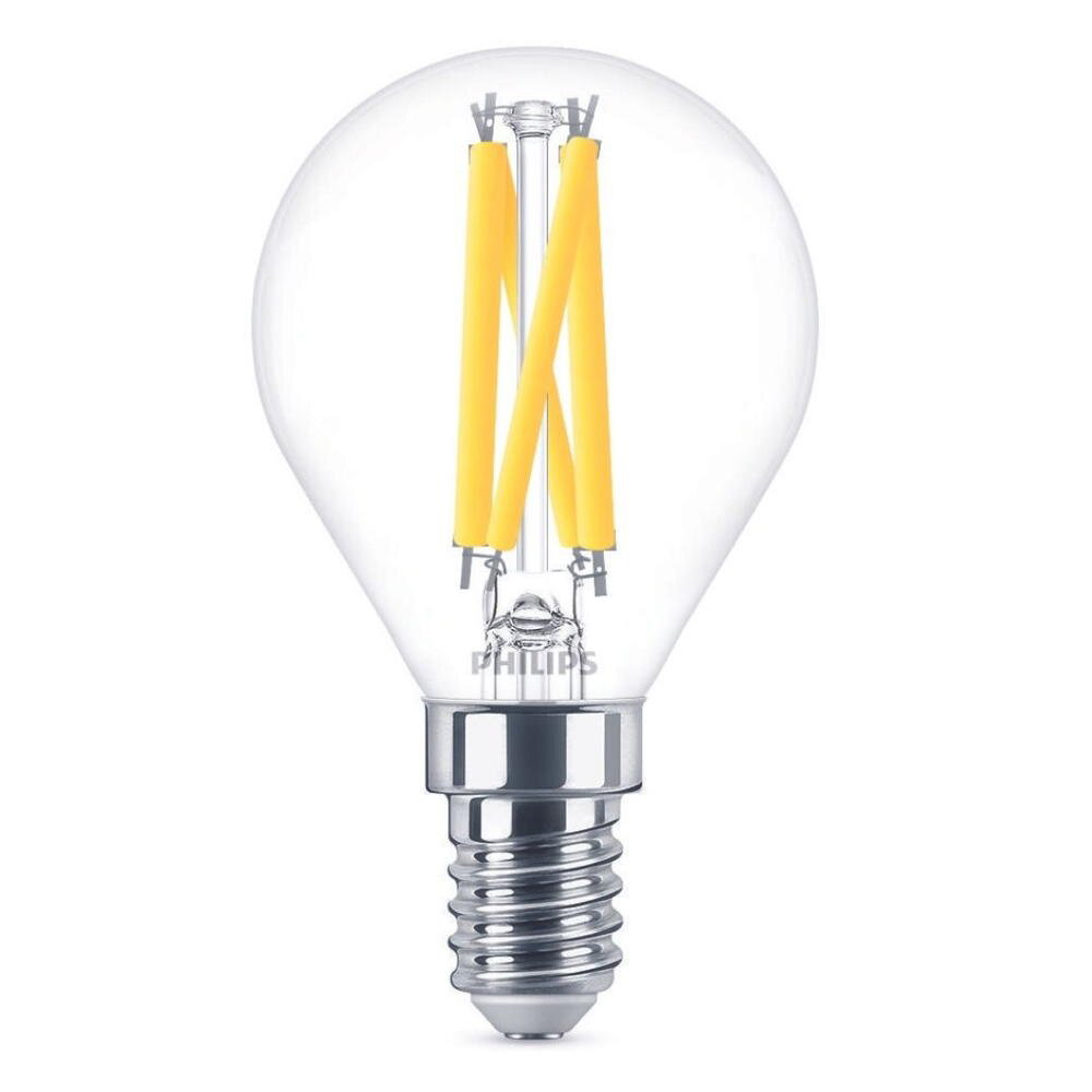 Philips LED Filament Lampe ersetzt 60W E14 Tropfen – P45 5,9W 810lm 2200-2700K dimmbar Einerpack