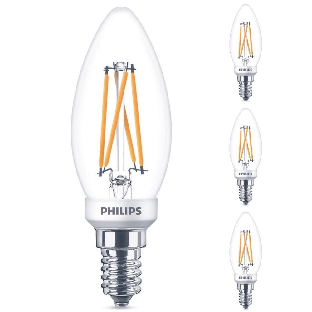 Philips LED Lampe ersetzt 25 W, E14 Kerzenform B35, klar, warmweiß, 270 Lumen, dimmbar, 4er Pack