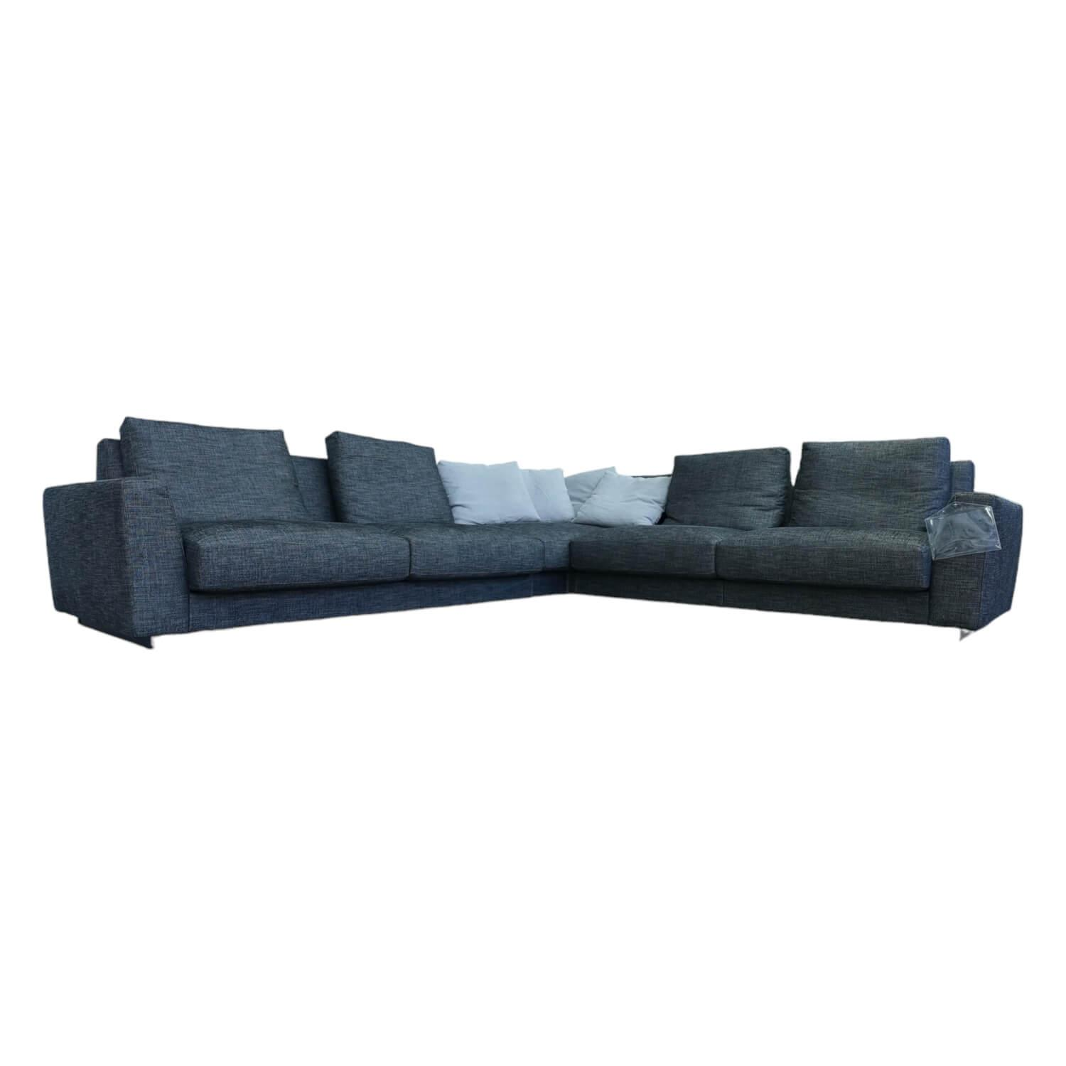 Ecksofa Grand Suite Bezug Stoff Sonora 7869 Basalt Anthrazit Sockel Buche Schwar…