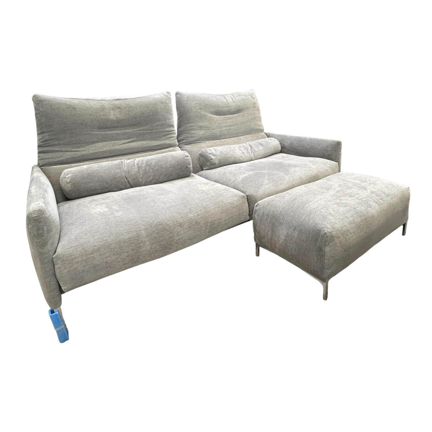 Sofa Avalanche 20233 Stoff 8142 Hellgrau Füße Aluminium Poliert Inklusive Hocker…