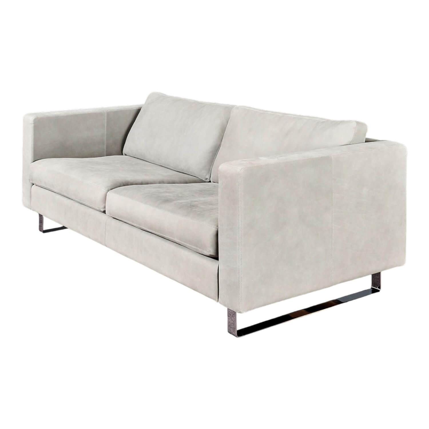 Sofa Conseta Leder 682 Elefantengrau Metallkufe Verchromt