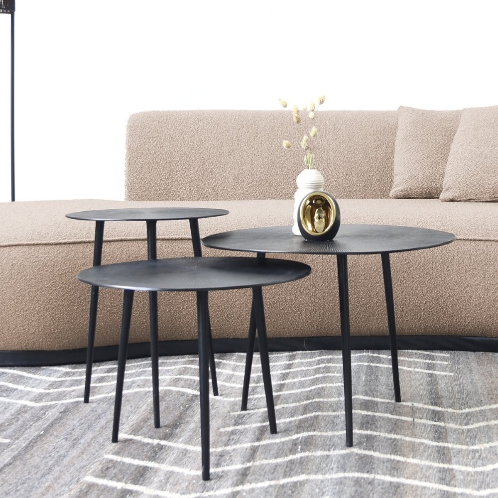 RINGO-Living Couchtisch Lilou in Schwarz aus Metall 3er-Set 450x600mm