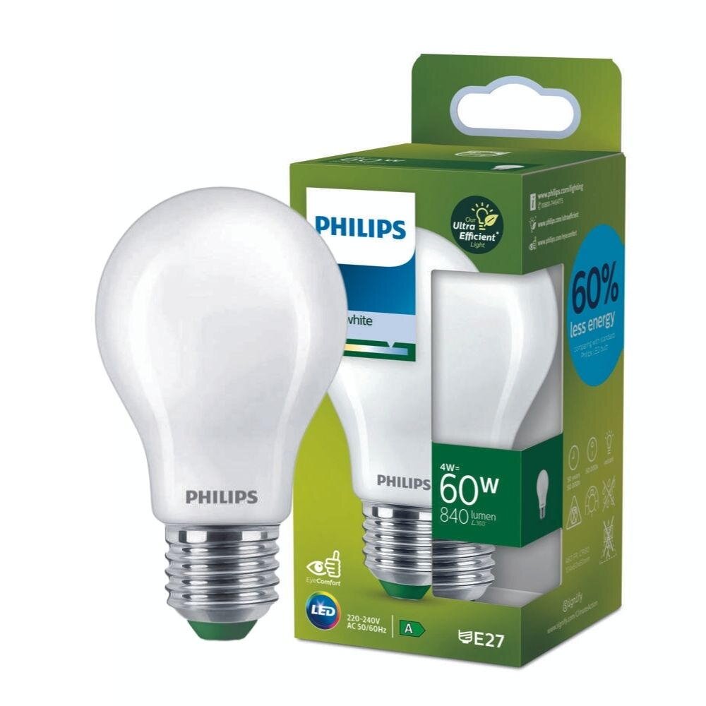 Philips LED Lampe E27 – Birne A60 4W 840lm 4000K ersetzt 60W standard Einerpack