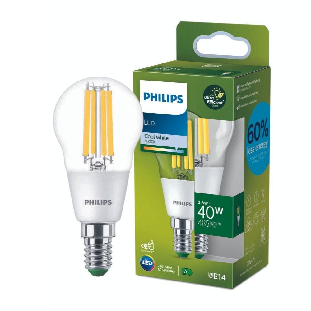 Philips LED Lampe E14 – Tropfen P45 2,3W 485lm 4000K ersetzt 40W