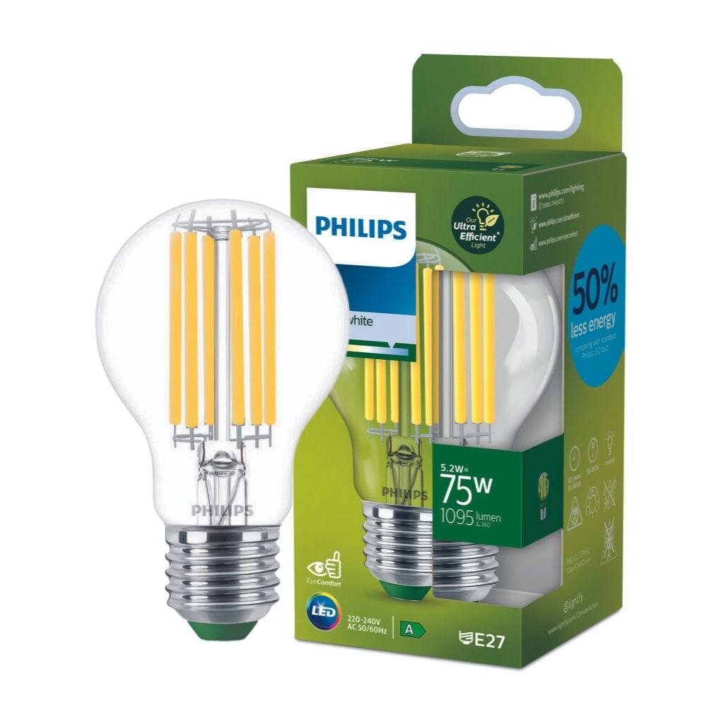 Philips LED Lampe E27 – Birne A60 5,2W 1095lm 4000K ersetzt 75W