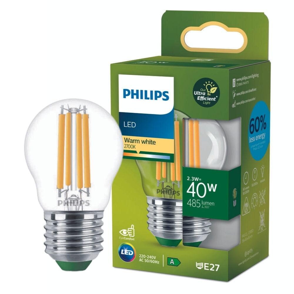 Philips LED Lampe E27 – Tropfen P45 2,3W 485lm 2700K ersetzt 40W