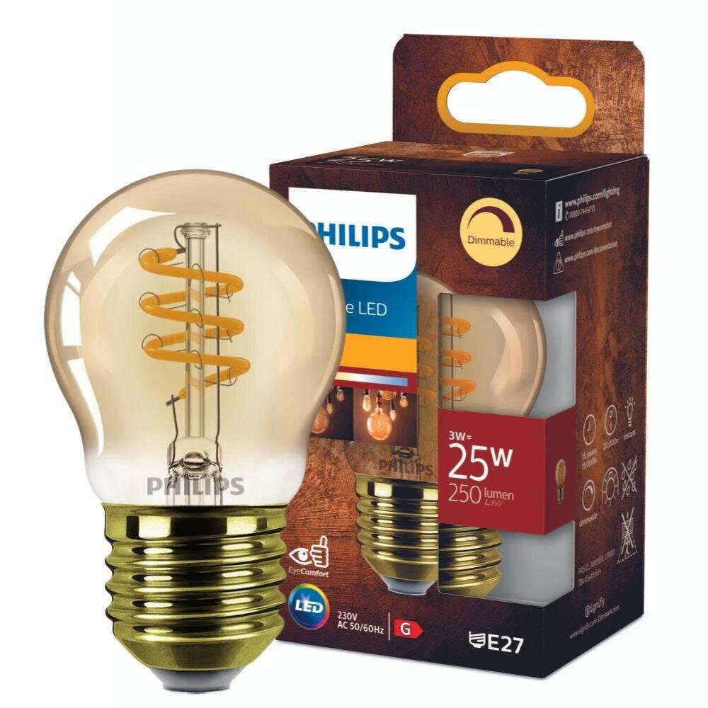 Philips LED Lampe E27 – Tropfen P45 3W 250lm 2200K ersetzt 25W