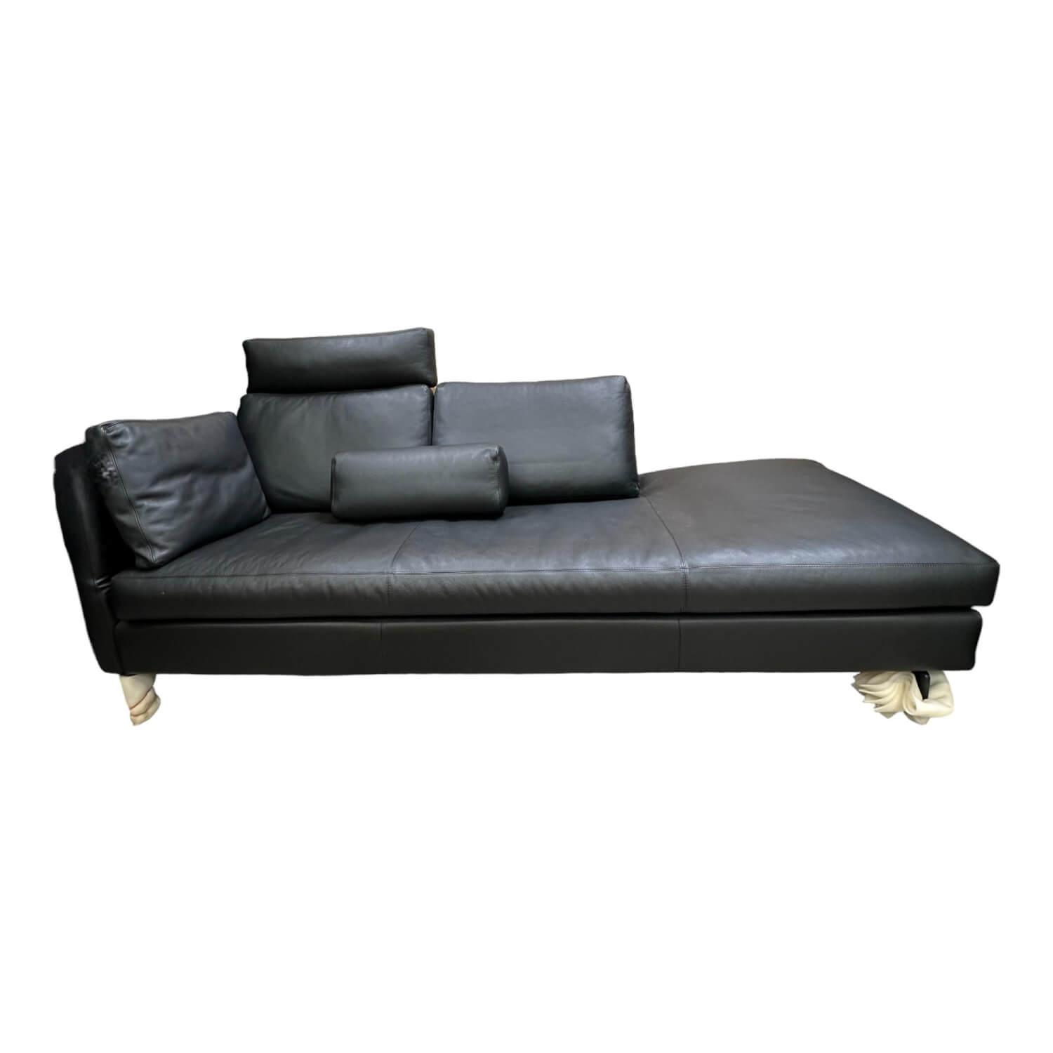 Sofa Conseta Leder 175 Schwarz Schmalfüße Lack M20 Schwarz Mit Klapparmlehne Und…