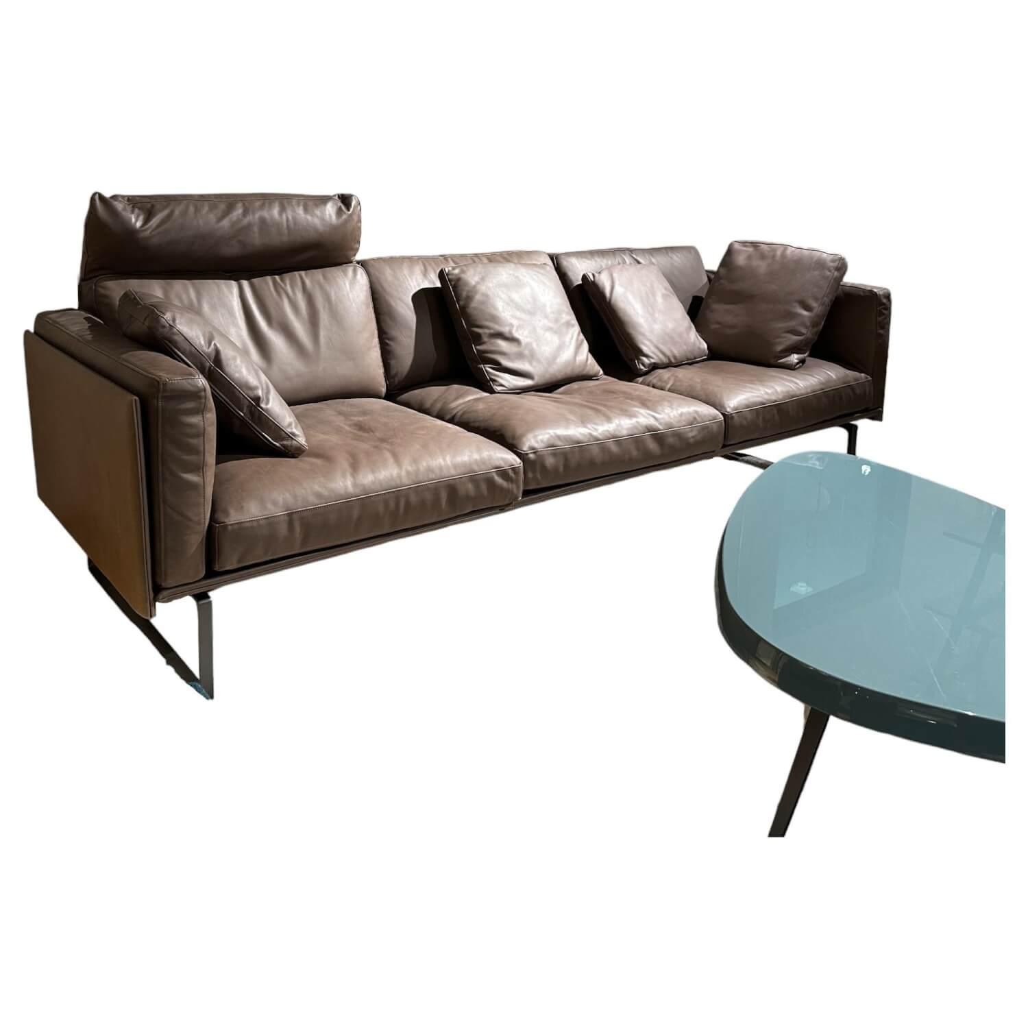 Sofa 8 Leder ZZ Mokka 11367 Braun Gestell Aluminium Druckguss Lackiert Anthrazit