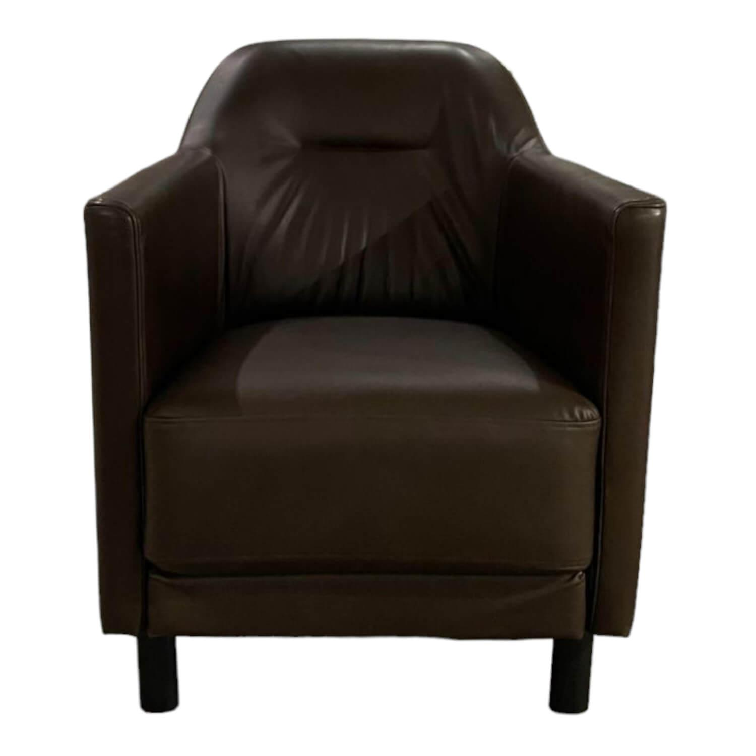 Sessel Onda Leder 42 102 Braun Holzfuß Eiche Schwarz