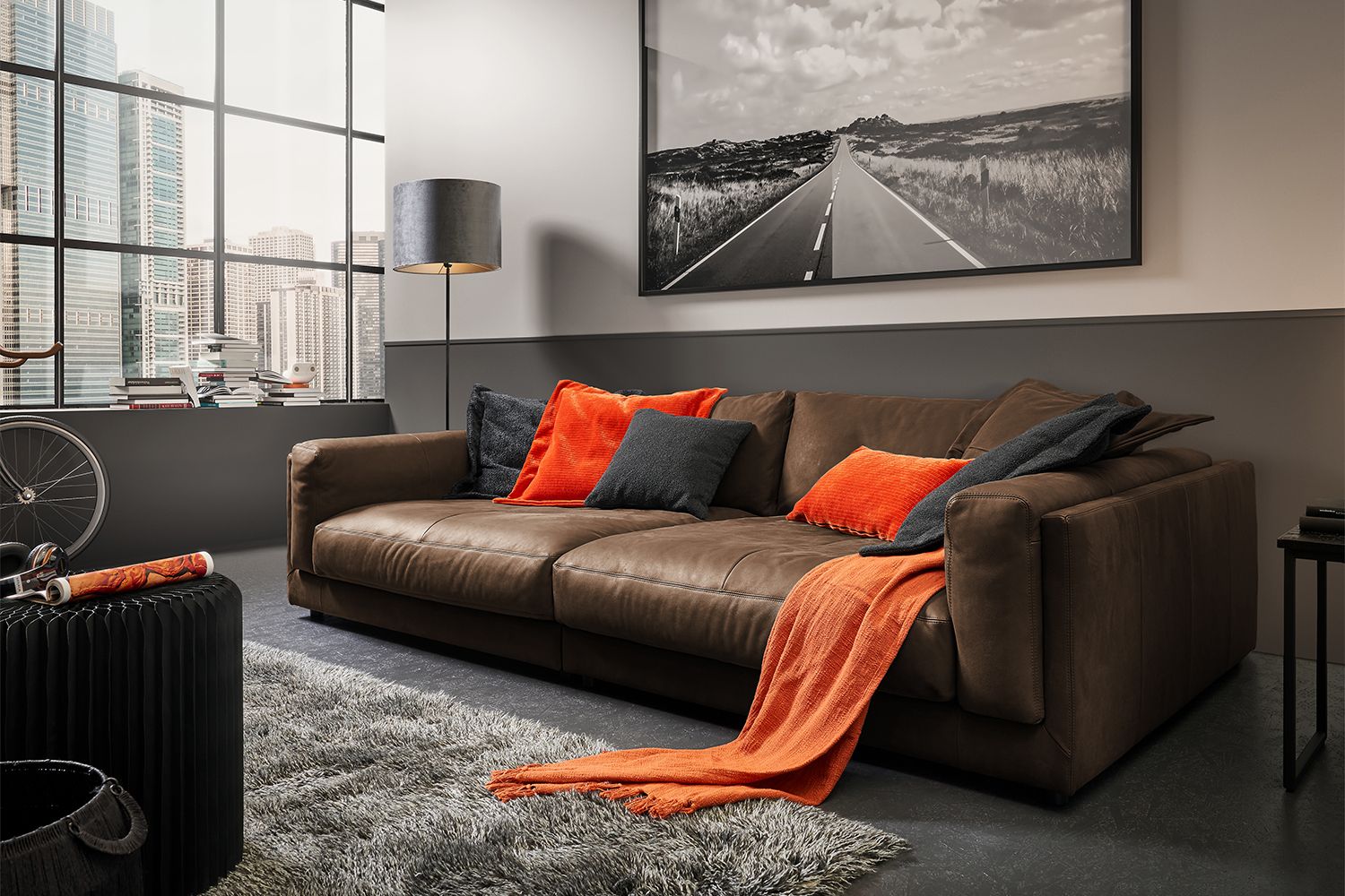 KAWOLA Big Sofa RAINA Leder braun