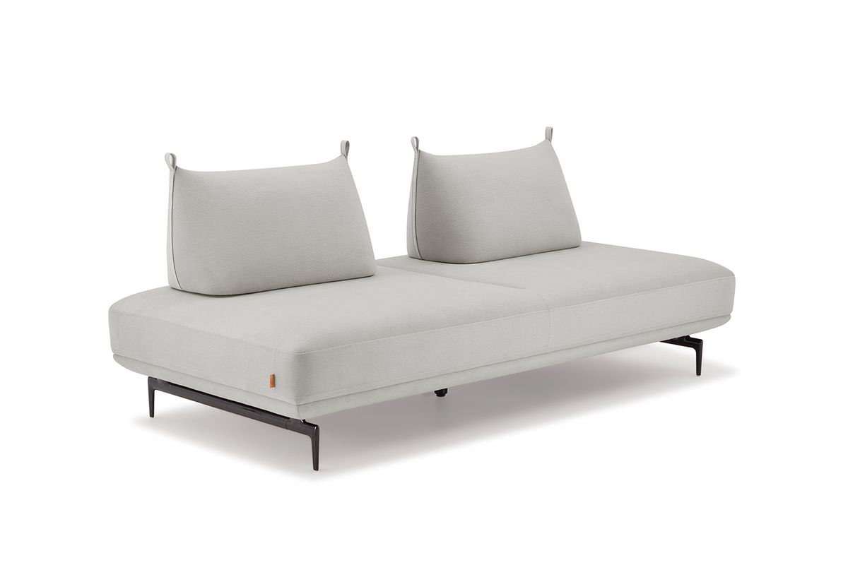 KAWOLA Sofa CANE Schlafsofa Daybed Stoff grau