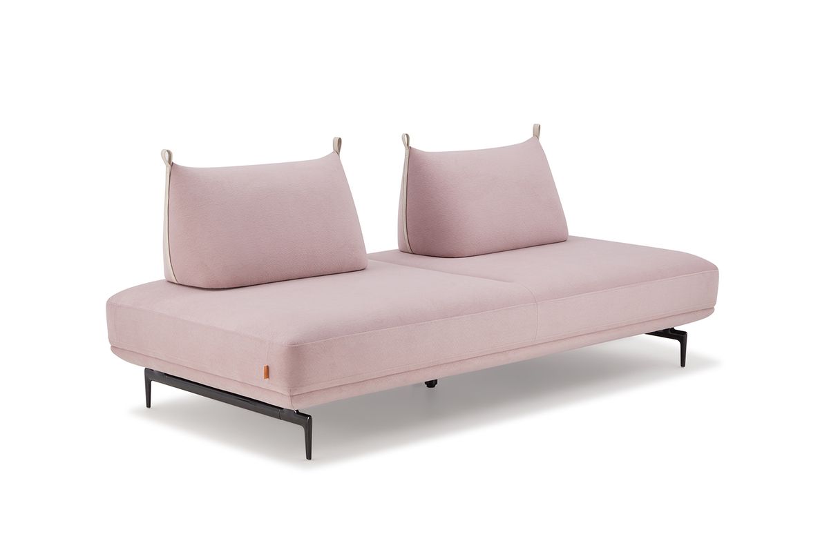 KAWOLA Sofa CANE Schlafsofa Daybed Stoff lila