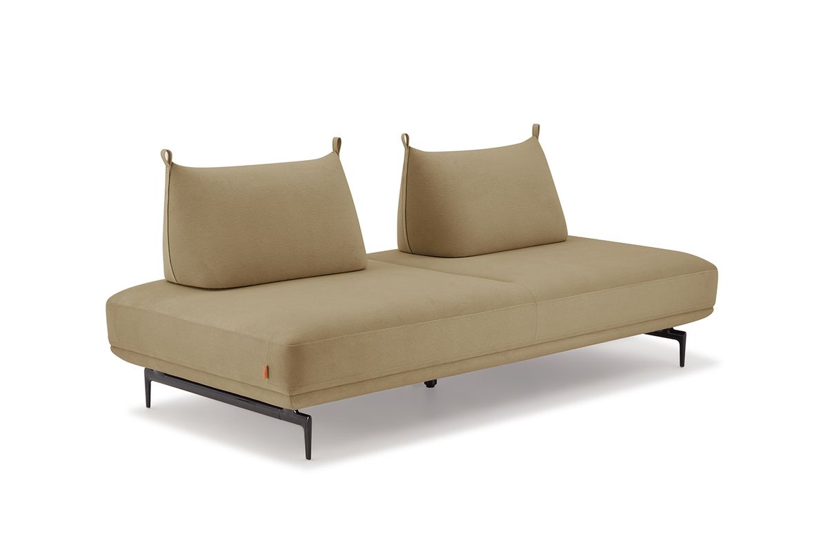 KAWOLA Sofa CANE Schlafsofa Daybed Stoff taupe