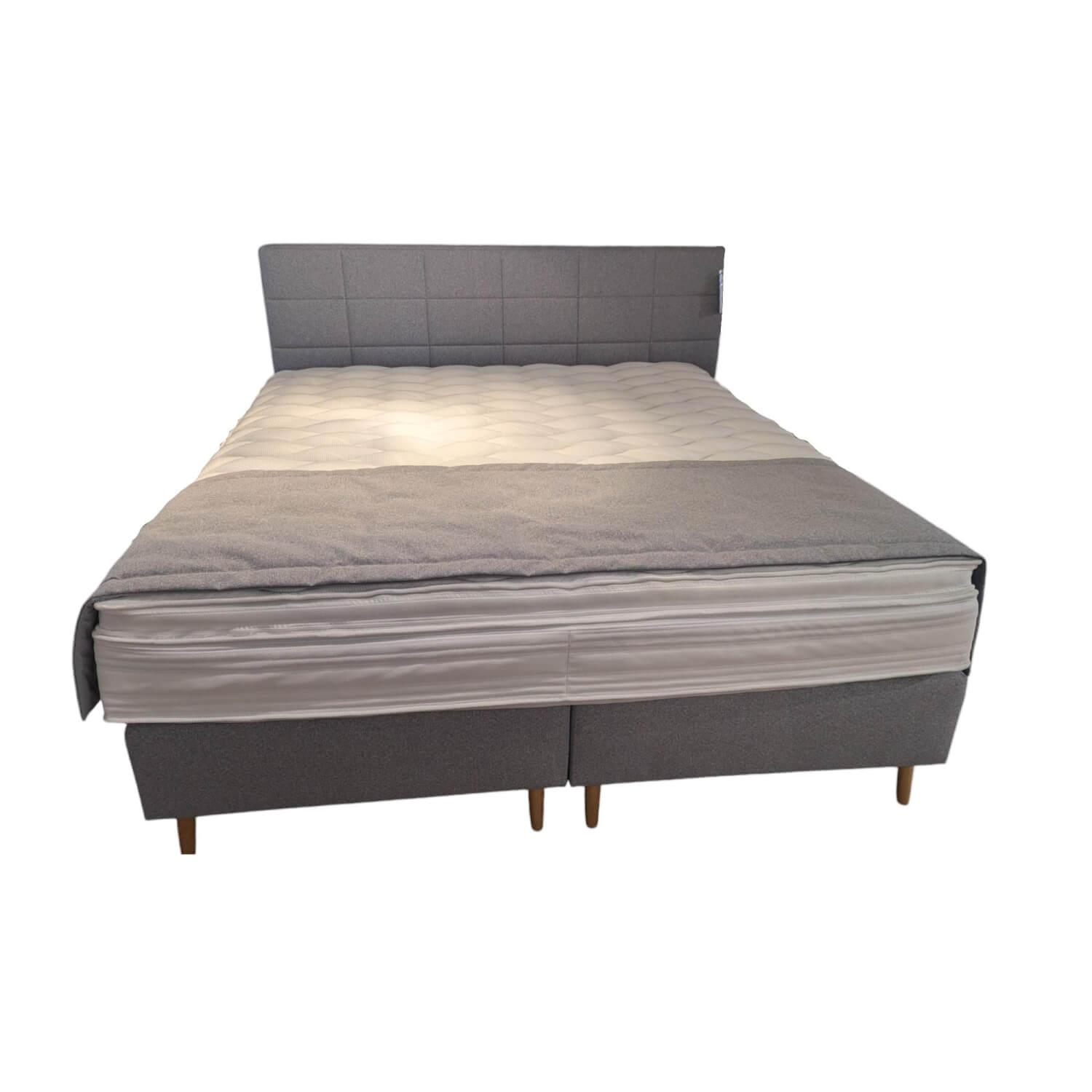 Boxspringbett Silver Express Stoff A 1104 Grau Füße Holz Mit Partnermatratze Und…