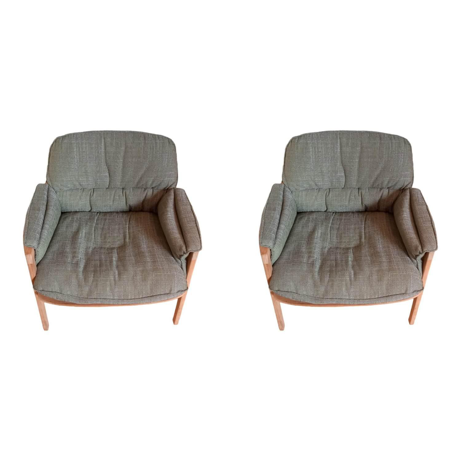 2er-Set Nomad Lounge Chair Bezug Stoff Tagika Moss B189 Grün Gestell Massivholz …