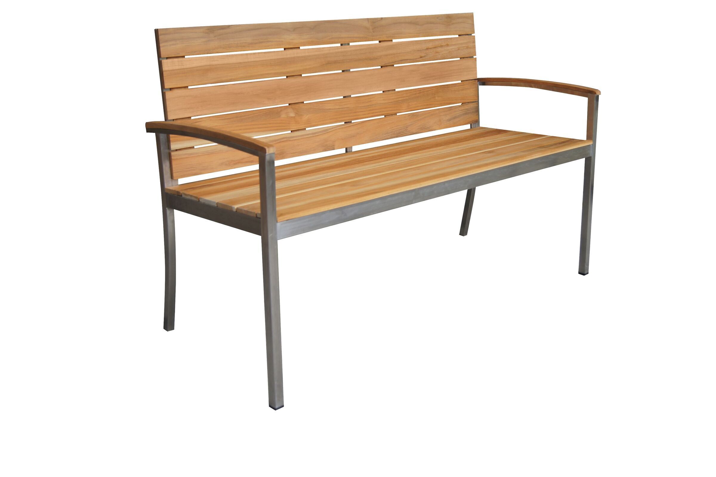 OUTFLEXX Gartenbank, FSC-Teakholz/Edelstahl, 2-Sitzer, 130x55x80cm