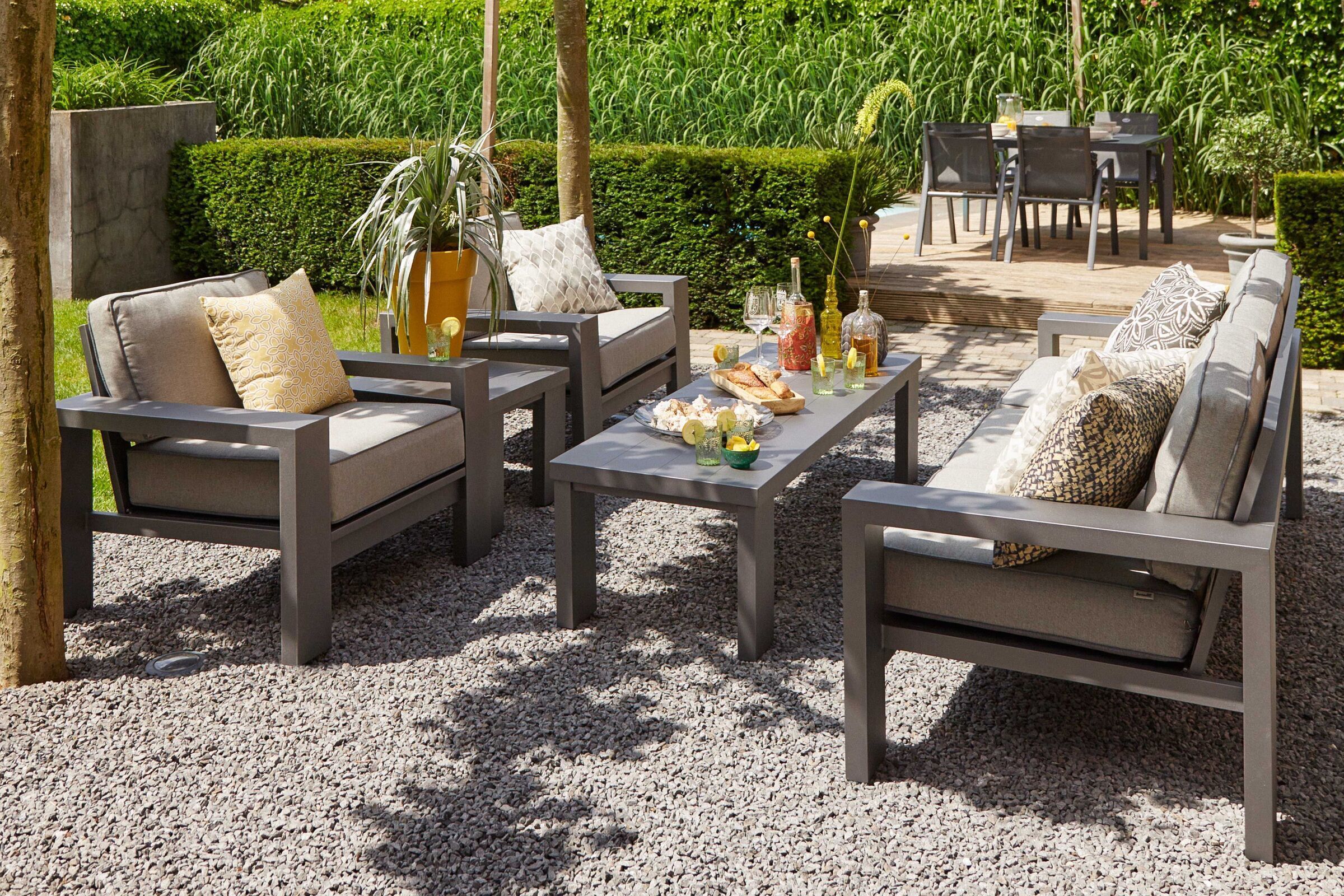 HARTMAN Titan Gartenlounge, seal grey, Aluminium, Lounge- & Beistelltisch, inkl. Auflagen