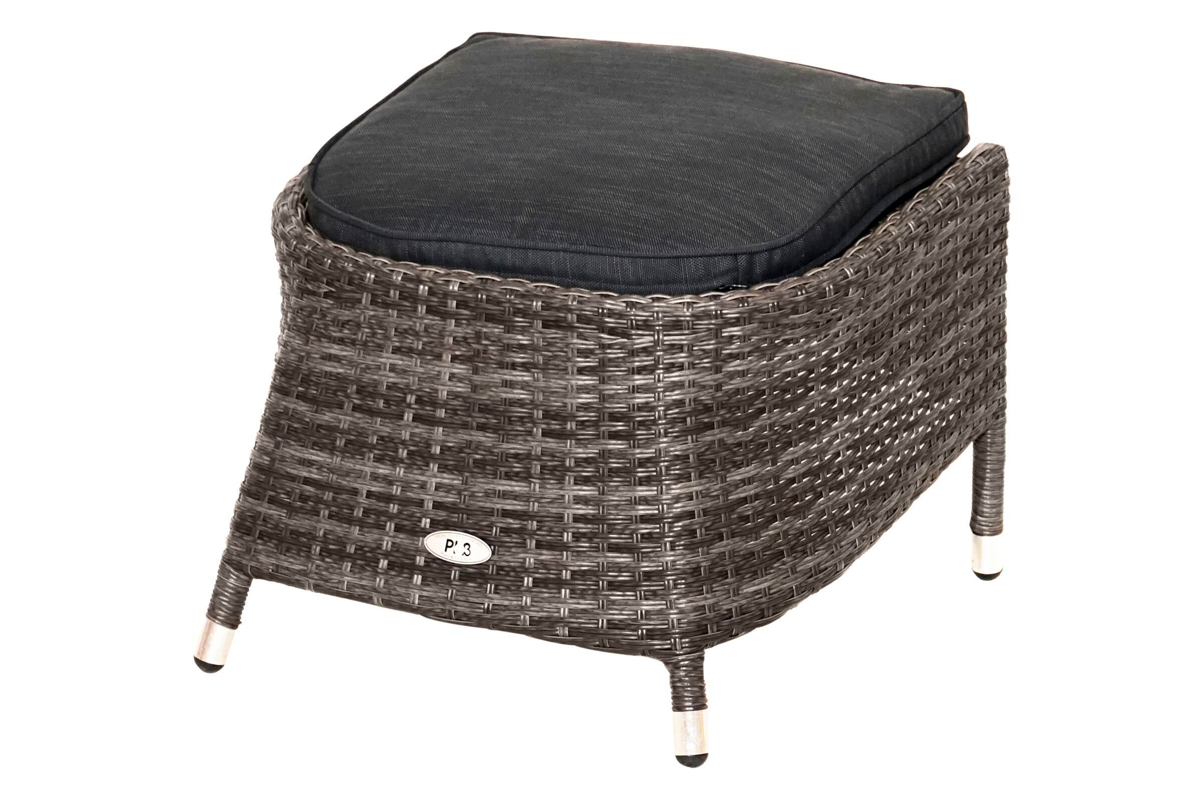 Ploß Rocking Hocker, grau/braun-meliert, Polyrattan, 56x54x41 cm, zu Dining Sessel, inkl. Polster