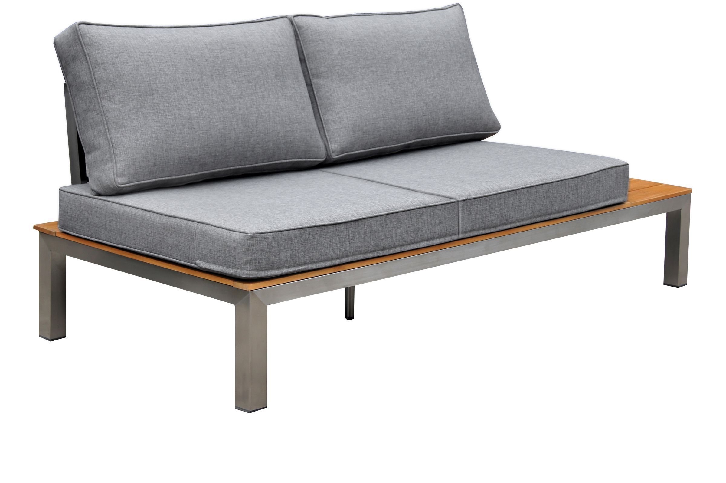 OUTFLEXX 2-Sitzer Sofa, silber/grau, Edelstahl/FSC-Teakholz/Textil, 168 x 79 x 64 cm