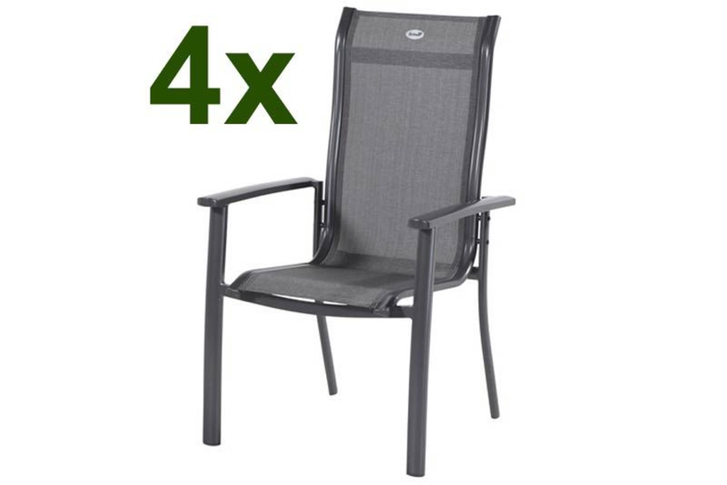 HARTMAN 4er Set Alice Comfort Stapelsessel, xerix/anthrazit, Alu/Textilene, 68x65x107cm