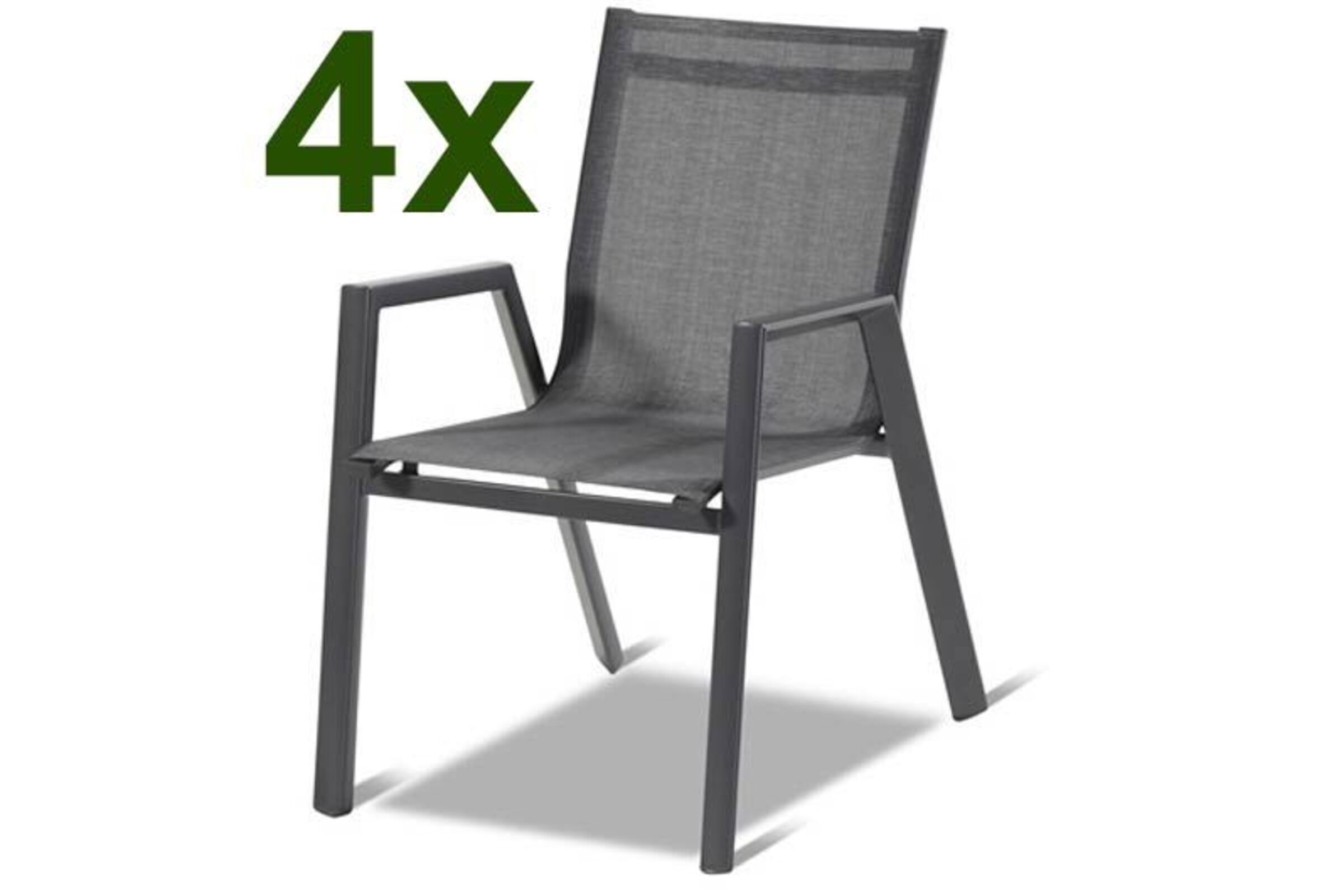 HARTMAN 4er Set Aruba Stapelsessel, xerix/anthrazit, Alu/Textilene, 75x55x88cm