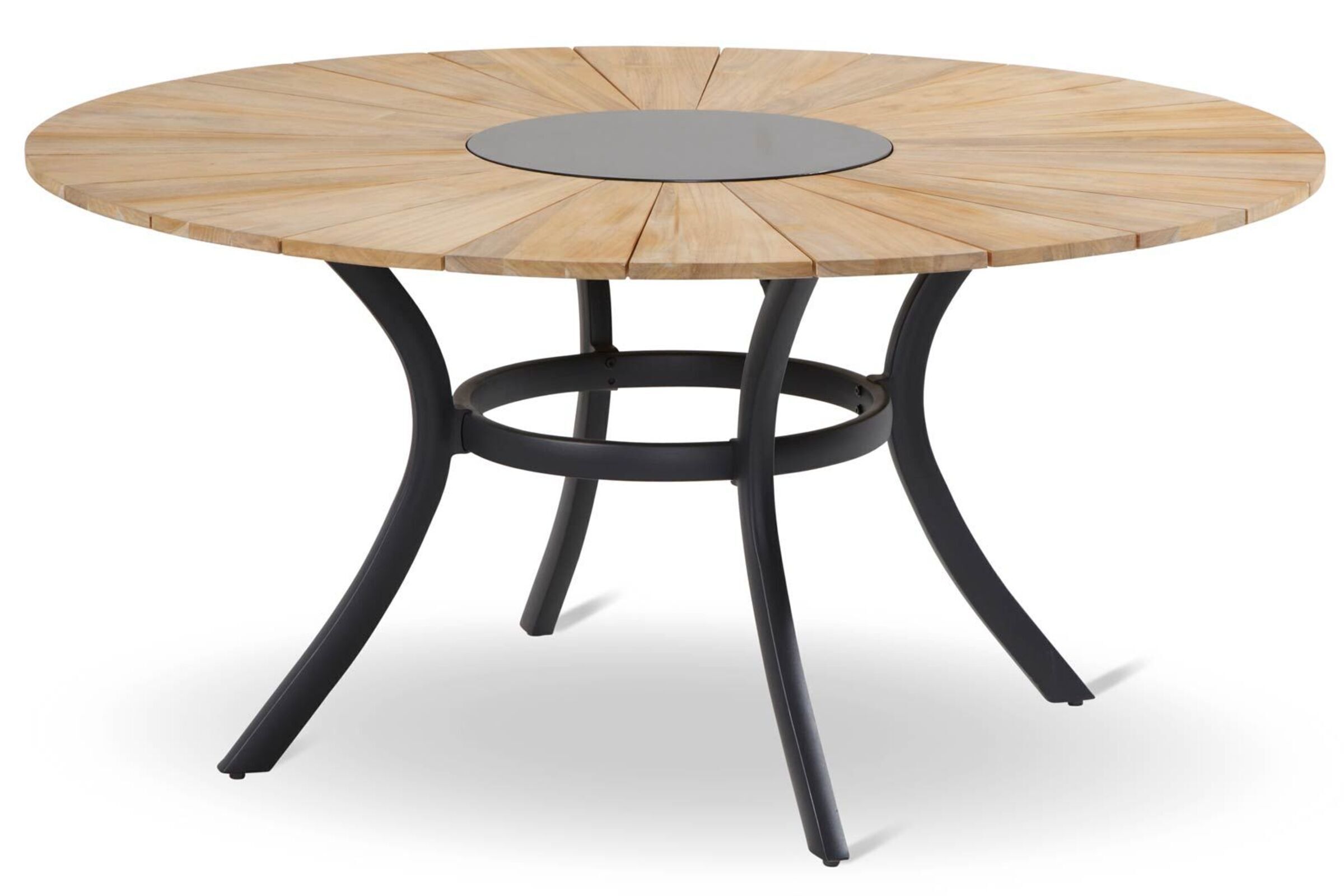 HARTMAN Provence Esstisch, xerix/natur, Alu/Teak, Ø150cm, inkl. Eiskühler