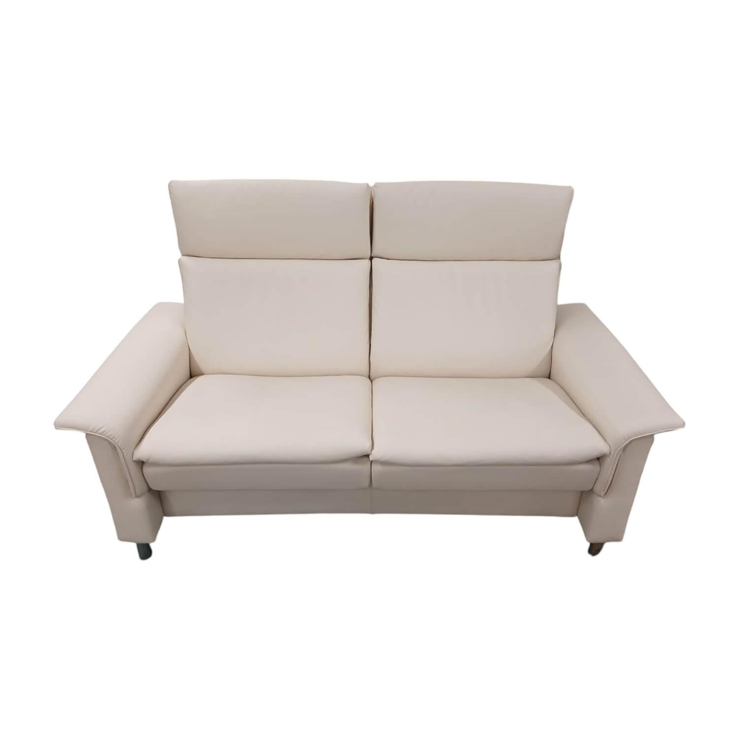 Sofa Aurora Hoch Leder Paloma Vanilla Creme Fuß Stahlbein Rund Chrom