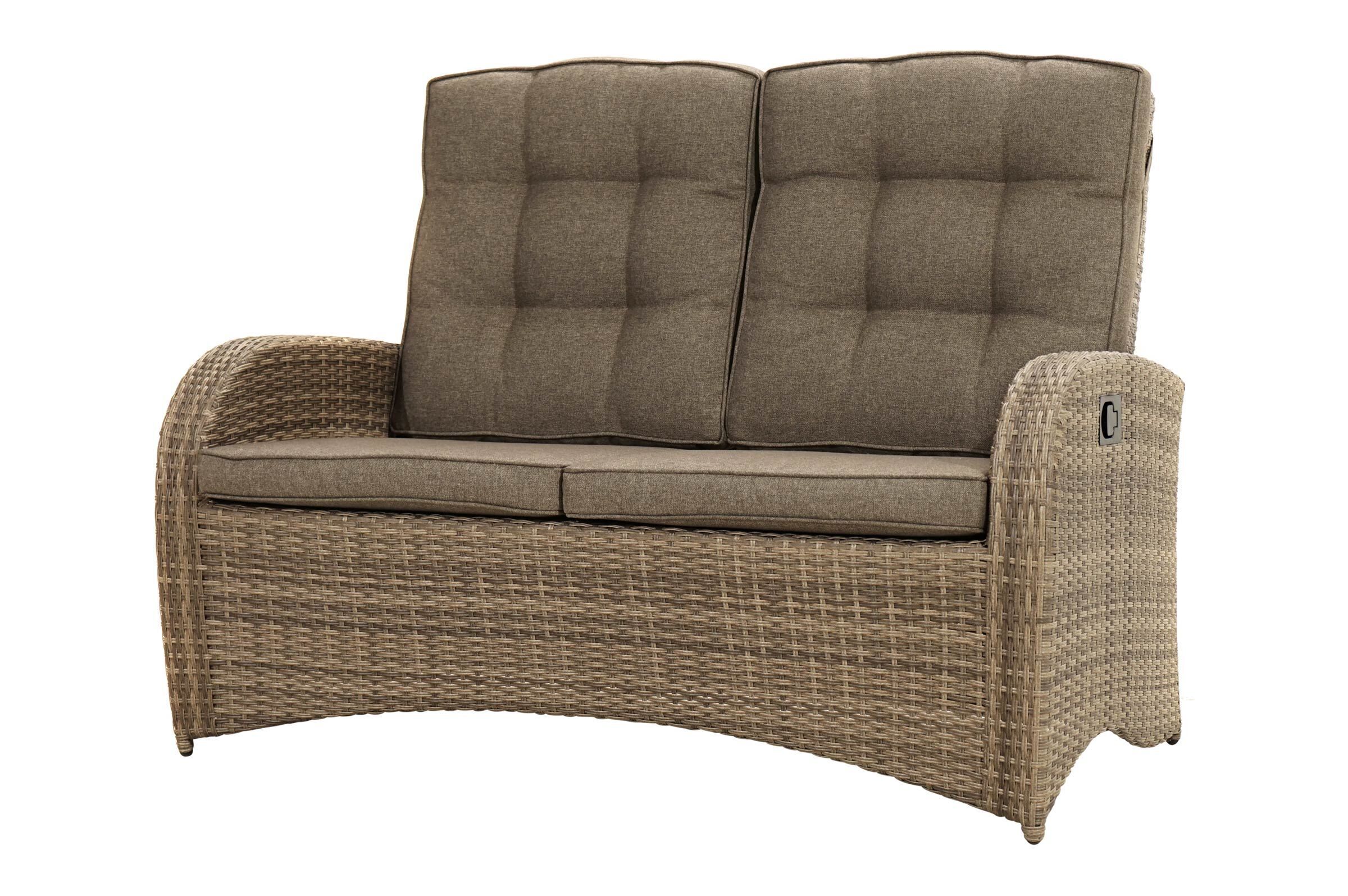 Ploß Rabida Comfort Dining / Lounge 2-Sitzer Sofa, champagner-meliert, Polyrattan, 148x85x112 cm, verstellbar