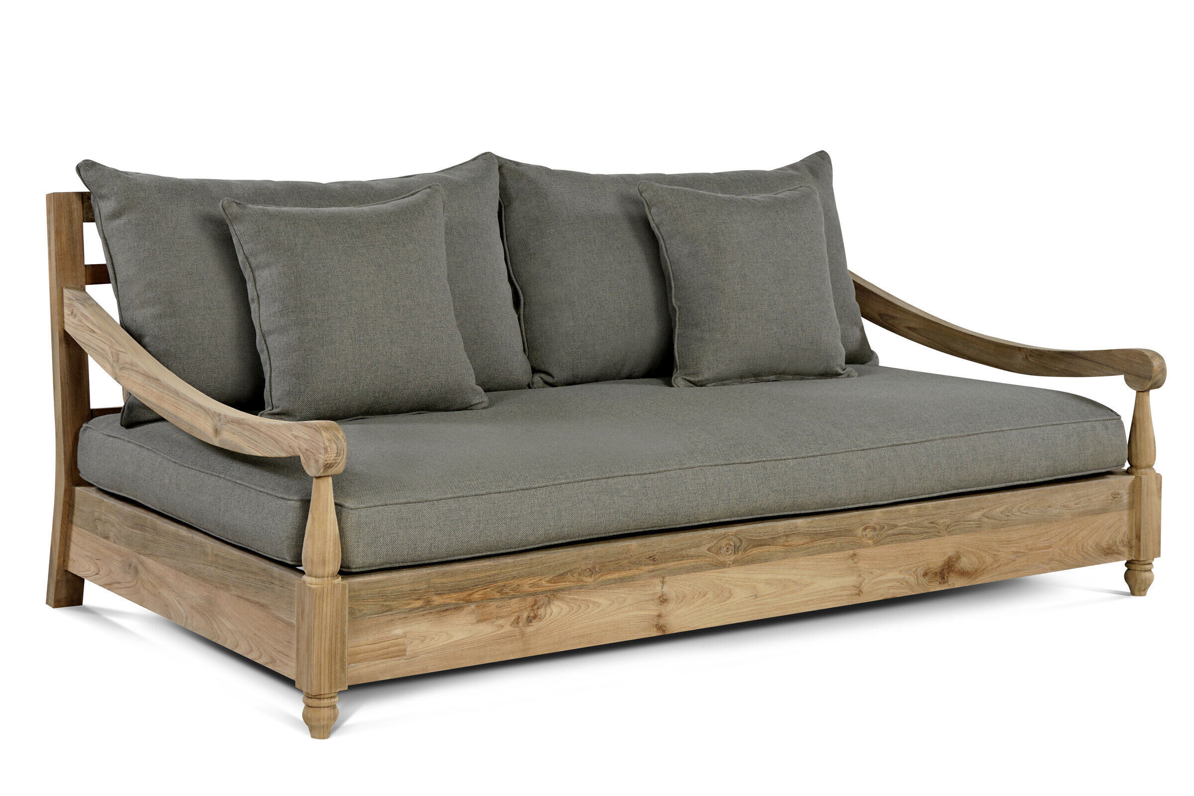 OUTFLEXX Sofa, natur, recycled FSC®-Teak, 190x112x82cm 2 Sitzer, inkl. Kissen, mit Armlehnen