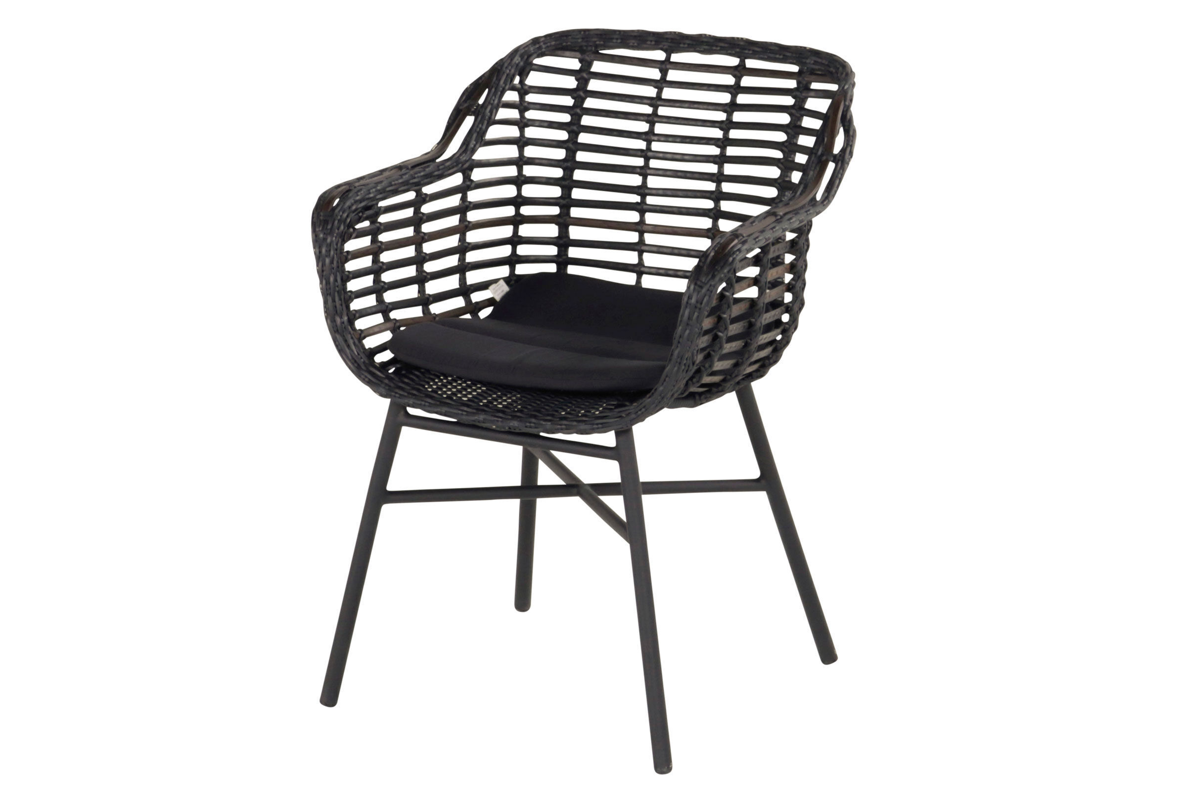 HARTMAN Cecilia Diningsessel, schwarz, Alu / Polyrattan, 62 x 62 x 84 cm