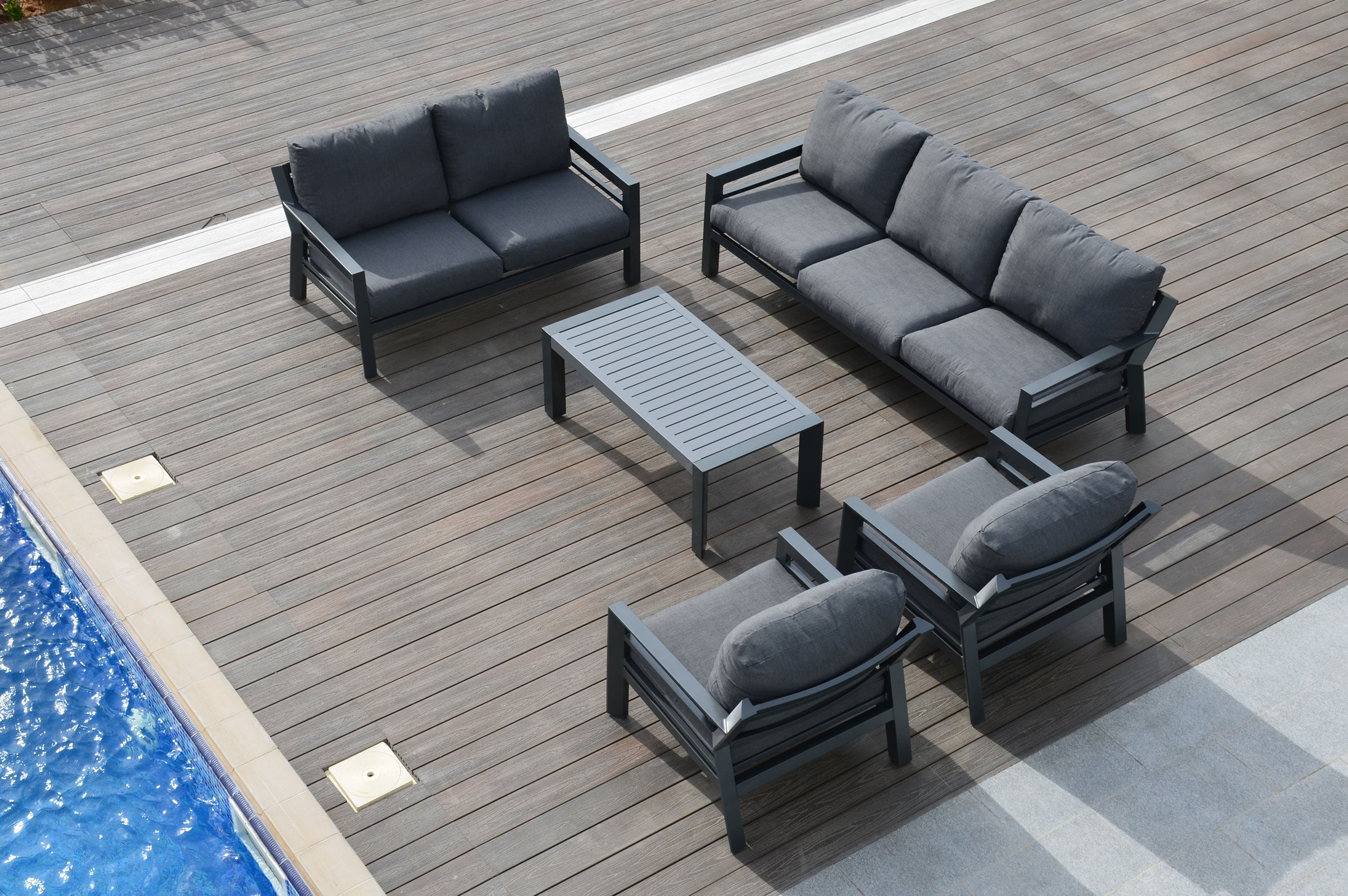 OUTFLEXX 3-Sitzer Sofa, anthrazit, Olefin/Alu