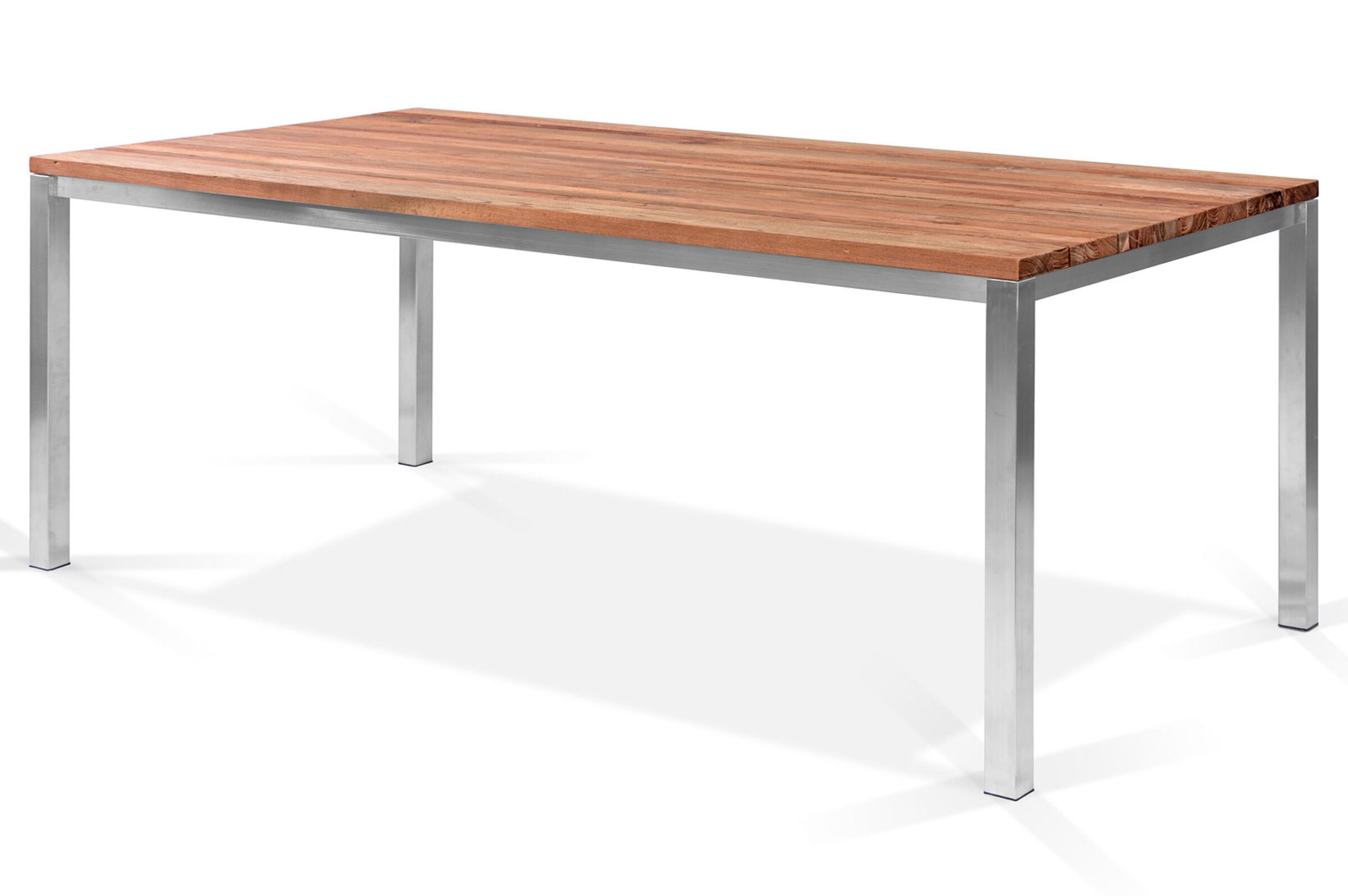 OUTFLEXX Classic Esstisch, silber/natur, Edelstahl/recycled FSC-Teak, 220 x 100 cm