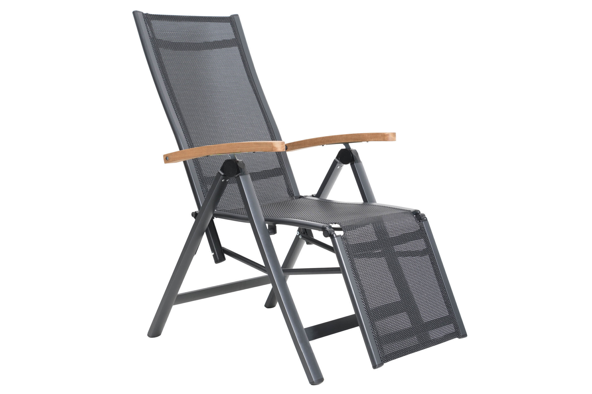 OUTFLEXX Relaxsessel, anthrazit matt, Aluminium/FSC-Teak, 73x62x111cm