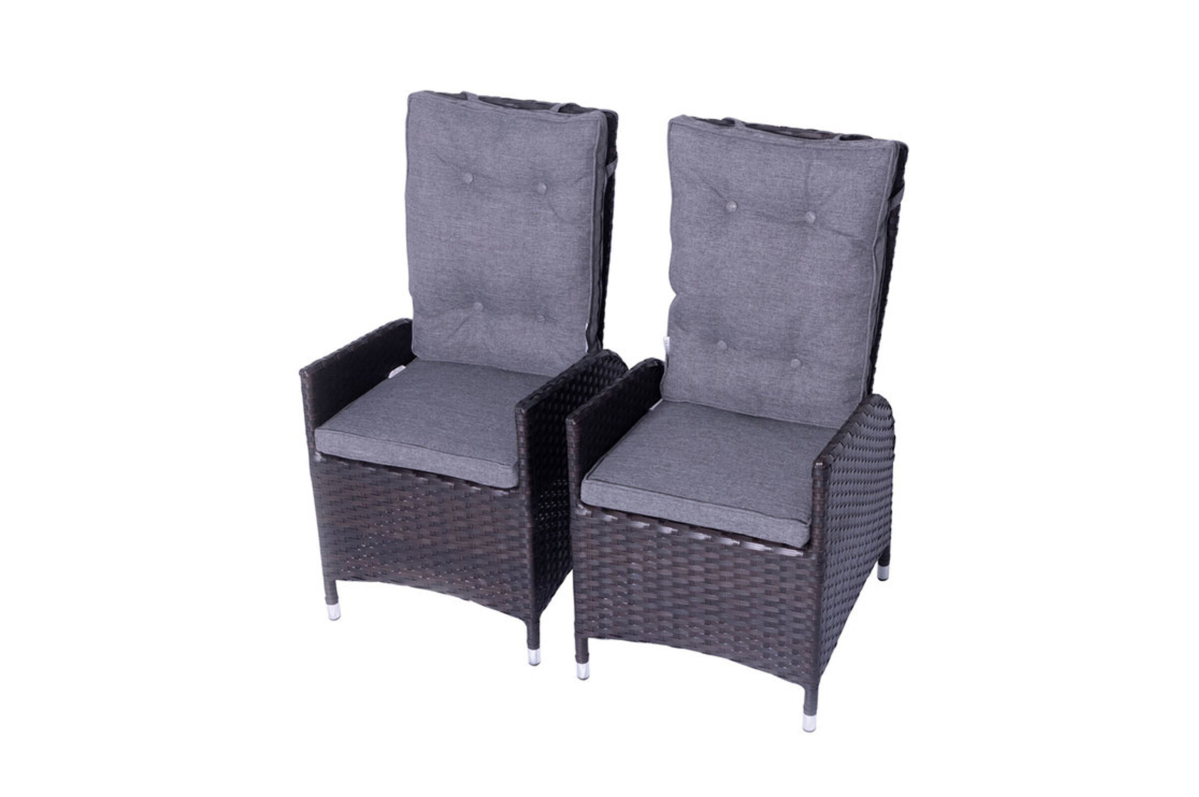 B-Ware: OUTFLEXX 2er Set Dining Sessel, braun, Polyrattan, je 55 x 65 x 112 cm, Rücken stufenlos verstellbar