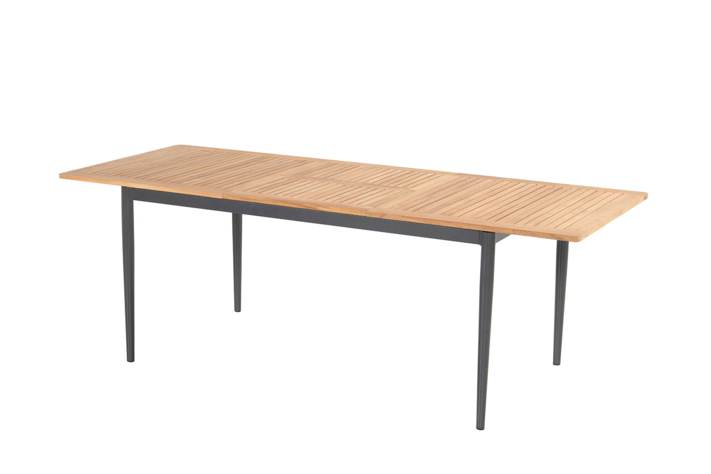 HARTMAN Silencio Ausziehtisch, xerix/natur, Alu/Teak, 160/220x90cm, Butterfly-Auszug, FSC Teak