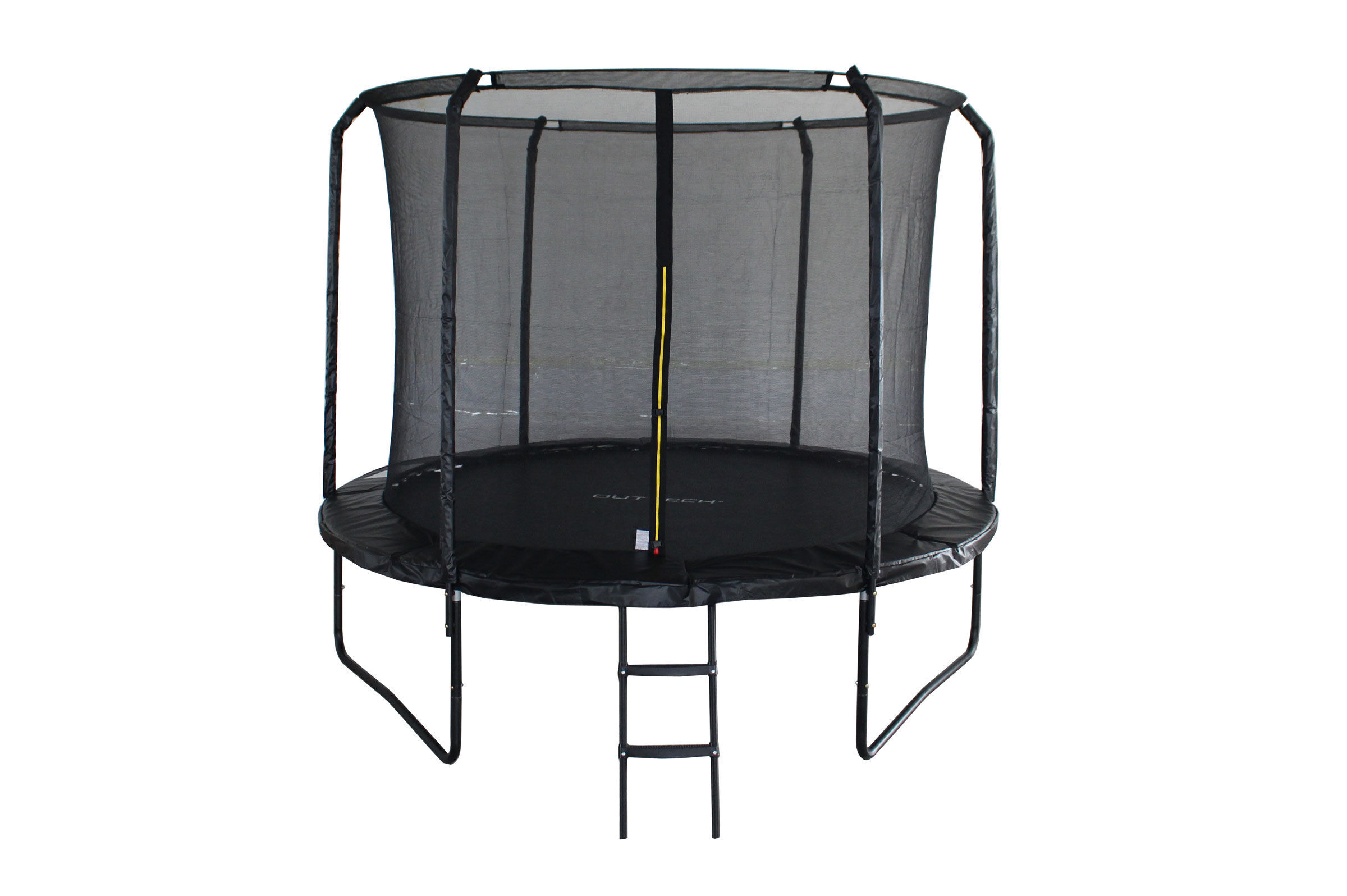 OUTTECH  Pole Trampolin, schwarz, Metallsprungfedern, Stahlgestänge, Ø 245 cm, mit Sicherheitsnetz und Leiter