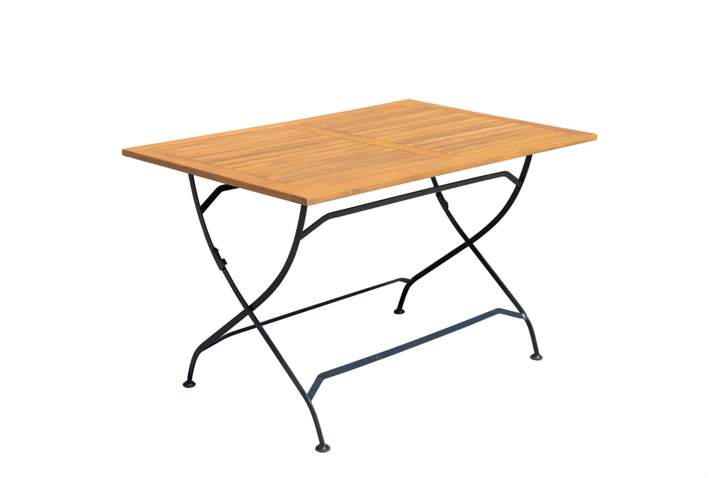 OUTFLEXX Klapptisch, schwarz/natur, Stahl/FSC-Akazienholz, 120×80 cm, 2-4 Personen, klappbar, pulverbeschichtet, verzinkt