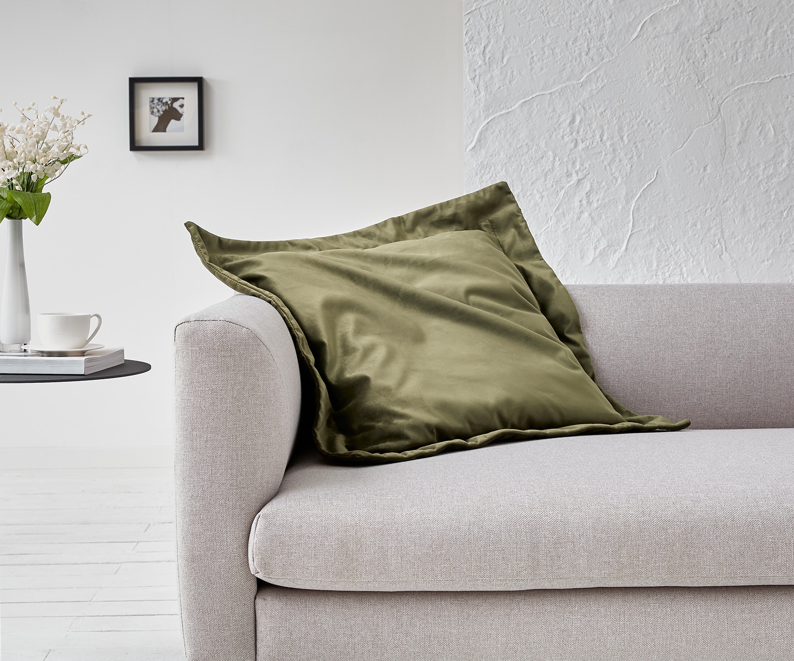 DELIFE Kissen Dalma 75×75 cm Samt Olive, Kissen