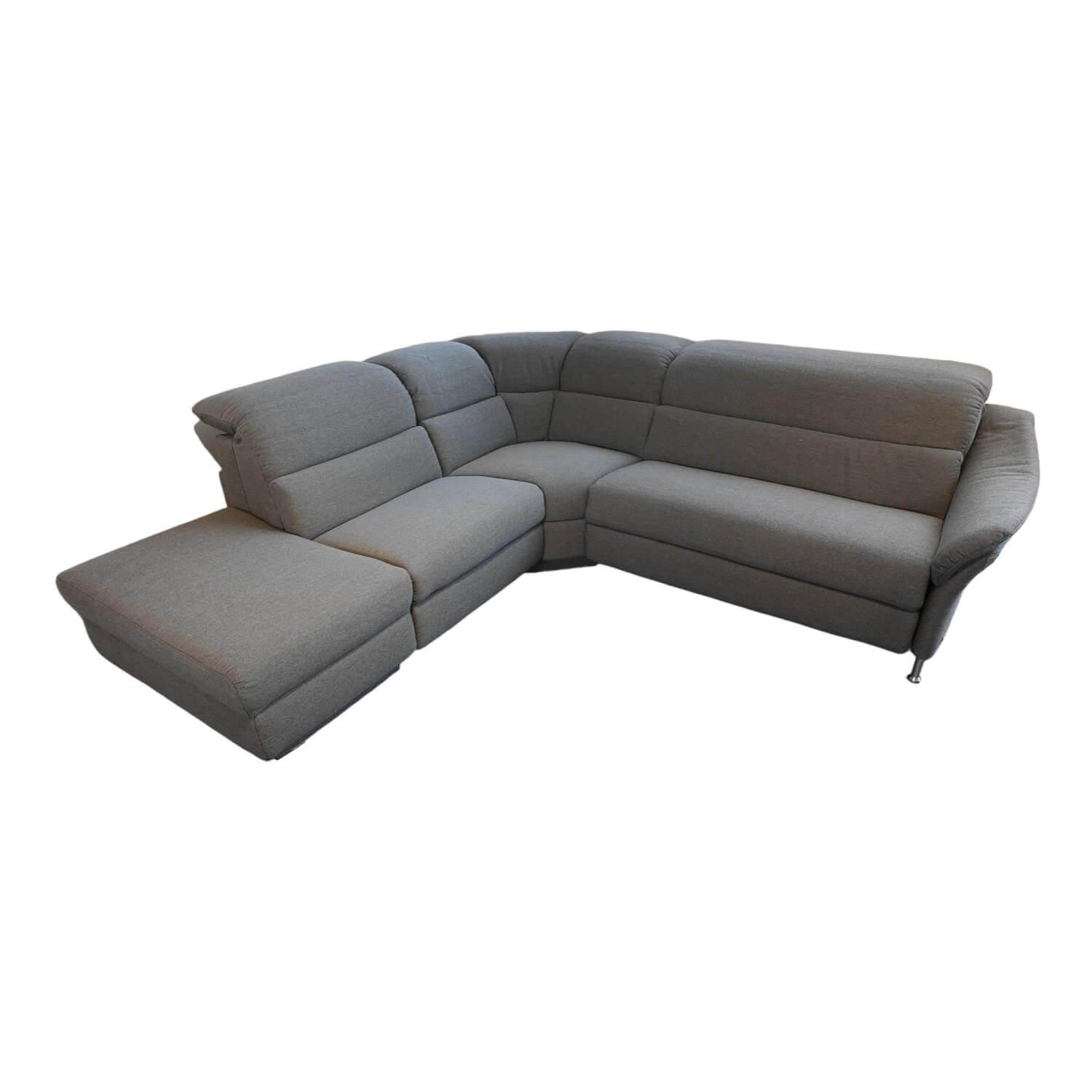 Ecksofa 1924 Stoff 24 Q2 Fashio Magma Grau Fuß Edelstahloptik