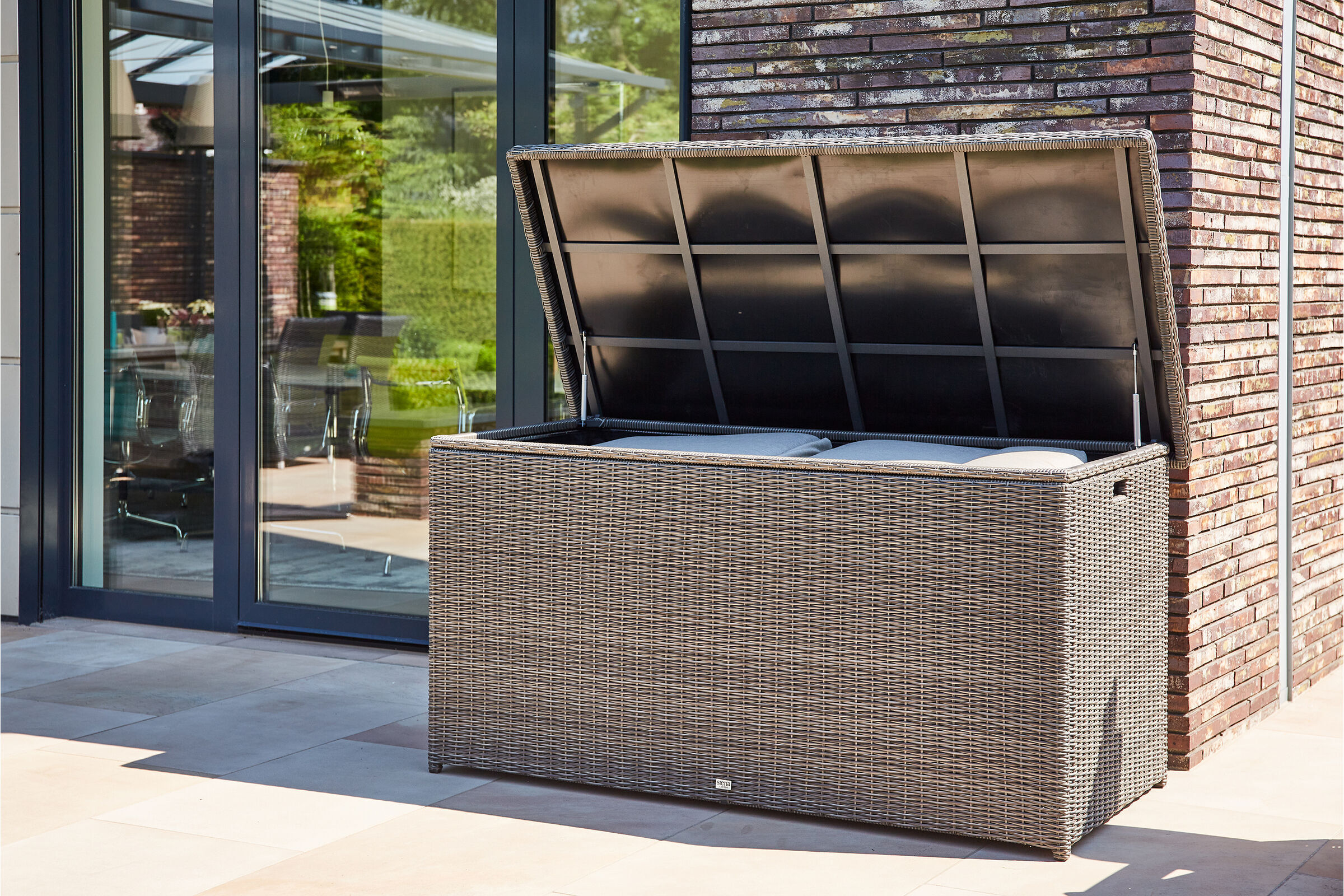 SIENA GARDEN Corido Kissenbox, charcoal-grey, Alu/Gardino®-Geflecht, 167x85x84,5 cm, inkl. Innentasche