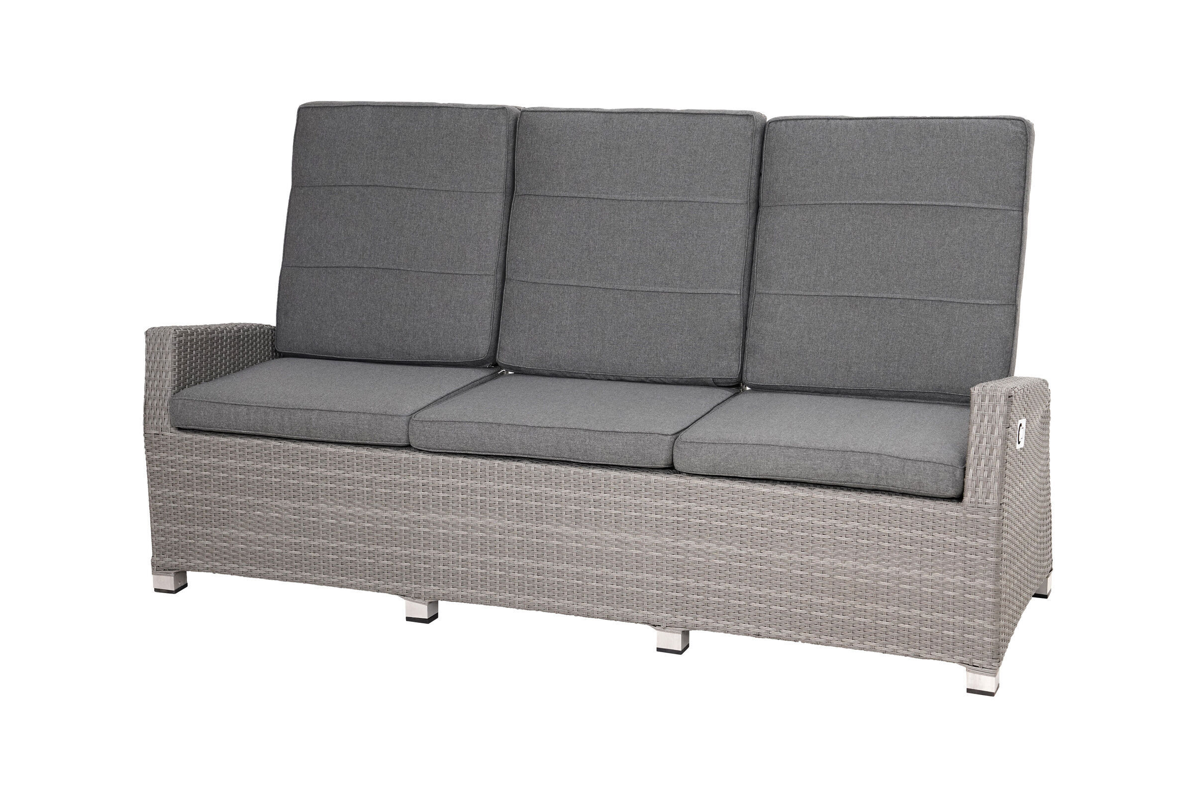 B-Ware: Ploß Cordoba Comfort 3-Sitzer Speise-/Lounge-Sofa, grau-meliert, Polyrattan, 210x84x110 cm, verstellbar